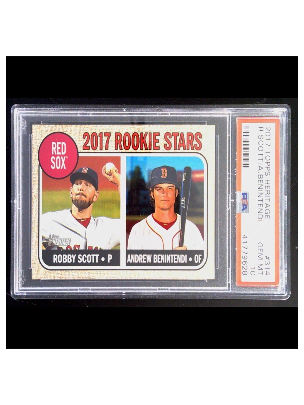 Robby Scott/Andrew Benintendi Rookie #314 PSA 10 2017 Topps Heritage Red Sox